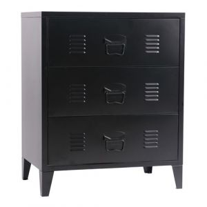 Commode métallique Hämeenlinna acier 72 x 60 x 40 cm noir [en.casa]