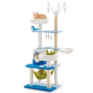 COAST Arbre à chat en sisal Plateforme de chenil Hamac Plateforme de saut Jouet griffoir pour chats Intérieur