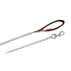 Trixie Laisse en métal avec poignée nylon rouge et noire Largeur 3 mm Longueur 1 m