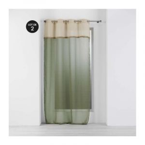 Lot de 2 voilages 140 x 240 cm voile sablé + jute Greenybel Vert