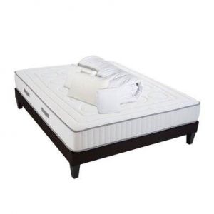 Image de OLYMPE LITERIE Pack Prêt à dormir CRISTAL 140x200 cm Matelas Mémoire de forme + Sommier Bois + Accessoires