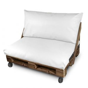 Coussin pour palette Similicuir Extérieur Blanc Set: Siège 120x80x20 + Dossier 120x45x25 blanc - blanc