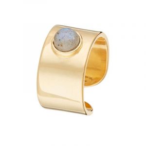 Moonstone - Bague ajustable Labradorite en laiton doré
