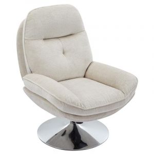 Fauteuil pivotant en tissu texturé beige ilmaca