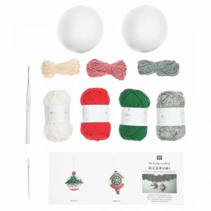 Rico Design Kit de crochet Ricorumi Variation Argent &ndash; Boules de No&euml;l festives x2 (...) - Multicolore