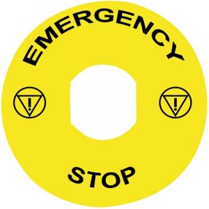 Schneider Electric Harmony étiquette circulaire Ø90mm jaune - logo EN13850 - emergency stop - ZBY8330