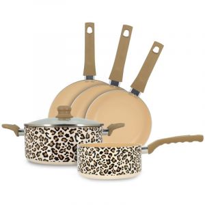 Menastyl Batterie de cuisine 5 pièces en aluminium recyclé, LEOPARD