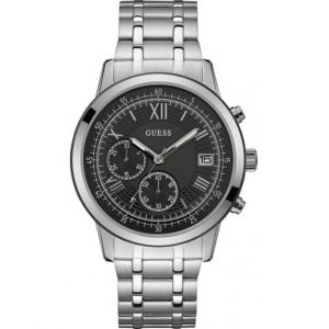 Image de Guess : Montre W1001G4 - Montre Acier Chronographe Cadran Noir Homme