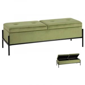 Image de Natacha.b Banquette coffre en velours vert 123x40x43cm - collection estruc