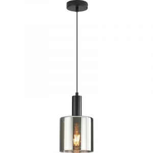 No brand Suspension décorative moderne E27 verre fumée et métal noir