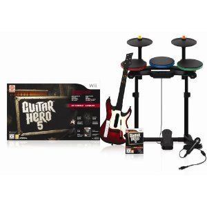 Image de Guitar Hero 5 - Kit jeu + guitare + batterie + micro [Wii]