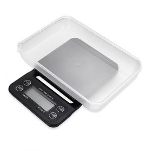 Qumox Balance Cuisine Electronique Balance de Précision à Café avec Minuterie - Balance numérique de Cuisine de Haute Précision 3KG/1g Écran LCD