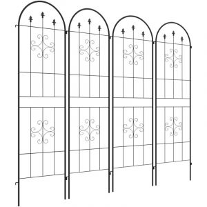 Outsunny Lot de 4 treillis de jardin support pour plantes grimpantes L.50 x H.180 cm acier noir