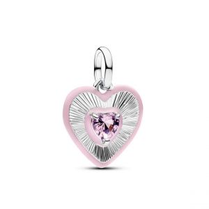 Pandora Charm M&eacute;daillon C?ur Rose Rayonnant