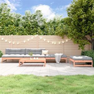 VidaXL Salon de Jardin 5 pcs, Canapés avec Repose-pied, Ensemble de Meubles avec Table Basse Patio Terrasse Extérieur, Bois Massif Douglas