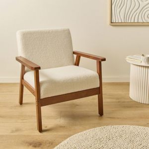 M&S Fauteuil vintage en tissu bouclette blanc - sherpa