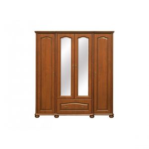 Image de Hucoco JAIPUR | Armoire quatre porte salo hambre à couc r | Style cl ique | 197x185,5x63 cm | Portes miroirs | Penderie