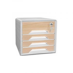 CEP Office Solutions Module de Classement SMOOVE SECURE SILVA 4 tiroirs hêtre