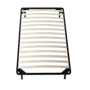 JULIE - Solide et Confortable Sommier Cadre a lattes + Pieds 90x200 x 29 cm en Metal - Montage Rapide et Facile - epaisseur du Metal +/- 1,2 mm 14 lattes en 9mm