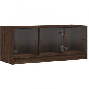 VidaXL Meuble Tv Avec Portes En Verre Chêne Marron 102x37x42 Cm