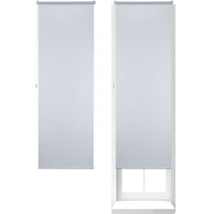 Image de Relaxdays Store Enrouleur, lot de 2, Thermique, Chaînette latérale, Fixation sans perçage, 70x210, largeur tissu 66 cm, blanc