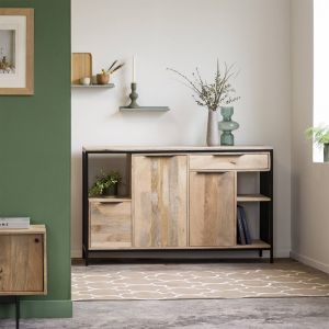 Image de Buffet en bois de manguier et m&eacute;tal