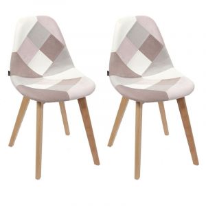 Image de Lot de 2 Chaises Patchwork " ni" 86cm Rose Prix