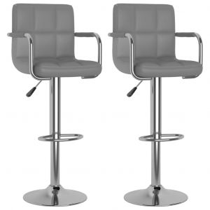 VidaXL Tabourets Similicuir de bar 2 pcs Gris