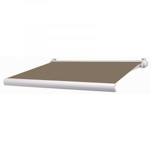 Intersun Store banne coffre LOUISA 3,00x2,00 M (Motoris&eacute; &agrave; T&eacute;l&eacute;commande - Blanc - S130 acrylique uni taupe)