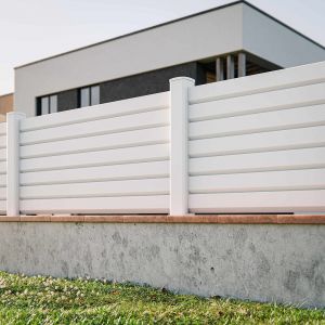 Kit Clôture PRO PVC Blanc H. 90 cm x L. 11.30 m - 7 Lisses claire-voie