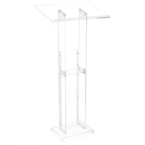 VEVOR Pupitre de Conférence 126,5 cm, Podium sur Pied en Acrylique, Lutrin pour Présentation avec Large Surface de Lecture, Butoir de Livre et Étagère de Rangement, pour Bureau École Mariage Concert