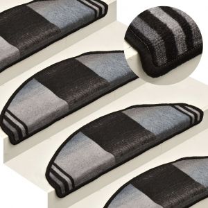 VidaXL Tapis d'escalier autoadhésifs 5 pcs 65x25 cm Noir et gris