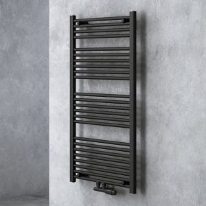 Radiateur de Salle de Bain Sèche-Serviette 120x60cm Tubulaire Vertical Chauffage Électrique Gris-Noir avec Résistance Noire pour Radiateur 600W rhe