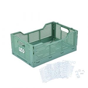 AC-Déco Homéa Caisse Pliable et Empilable, Taille L (40 x 30 x 17 cm), Coloris Sauge