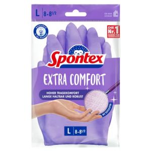Spontex Extra Comfort Paire de gants de m&eacute;nage avec doublure textile douce Id&eacute;al pour tous les travaux de m&eacute;nage Lavables &agrave; 30 &deg;C Taille L