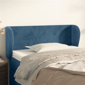 VidaXL Tête de Lit avec Oreilles Meuble de Chambre à Coucher Accessoire de Lit Simple Tête de Cadre de Lit Bleu Foncé 93x23x78/88 cm Velours 3116904