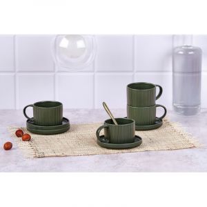 Lot de 8 tasses en grès vert D12