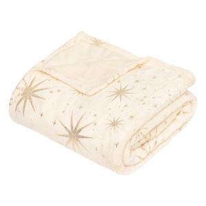 Atmosphera Plaid de Noël motifs étoiles dorées