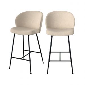 Chaise de bar Groom en tissu bouclé beige 66 cm (lot de 2) - Beige