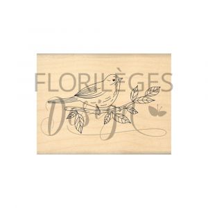 Florilèges Design Tampon bois Oiseau printanier