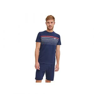 Serge blanco Pyjama Homme Court 100% Coton, V&ecirc;tements de Nuit Homme, Ensemble Doux et Confortable, Bleu, Blanc, Rouge, Taille 2XL