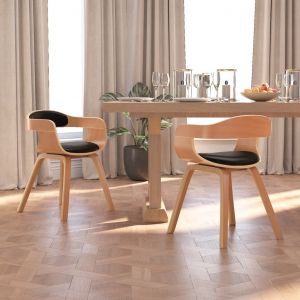 VidaXL Chaises de salle &agrave; manger Similicuir et bois courb&eacute; 2 pcs Noir