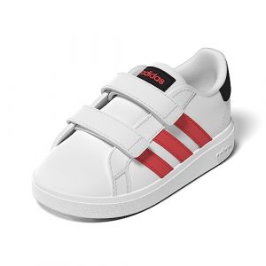 Adidas Grand Court Lifestyle Hook and Loop Shoes-Low, FTWR White/Bright Red/Core Black, 27 EU