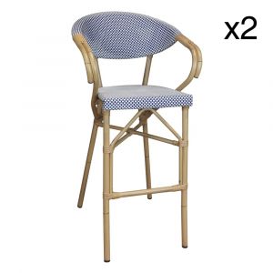 Now's Home Lot de 2 fauteuils de bar extérieur en textilène bleu