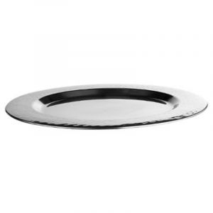 Image de Plateau de Service Rond en Inox "Martelé" 32cm Argent Prix