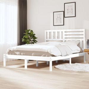 VidaXL Cadre de lit Blanc Bois de pin massif 120x200 cm - Blanc