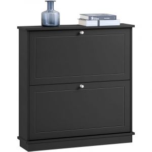 Sobuy FSR99-SCH Meuble de Rangement &agrave; Chaussures, Armoire &agrave; Chaussures, Commode &agrave; Chaussures avec 2 abattants, Meuble d'entr&eacute;e, Coffre Rangement