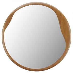 Vente-unique - Miroir rond en bois d'h&eacute;v&eacute;a - d. 60 cm - Naturel - fujian