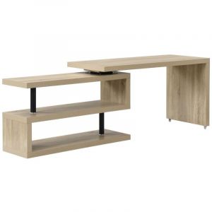 Vente-unique - Bureau extensible avec plateau pivotant 360° - mdf - Coloris : Naturel - nicephore iii