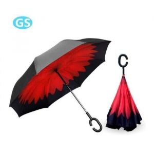 Image de Parapluie Inverse Inversé Canne Automatique Grande Taille Etanc Anti UV Anti Vent Anti Retournement Manc C? Noir Rouge?